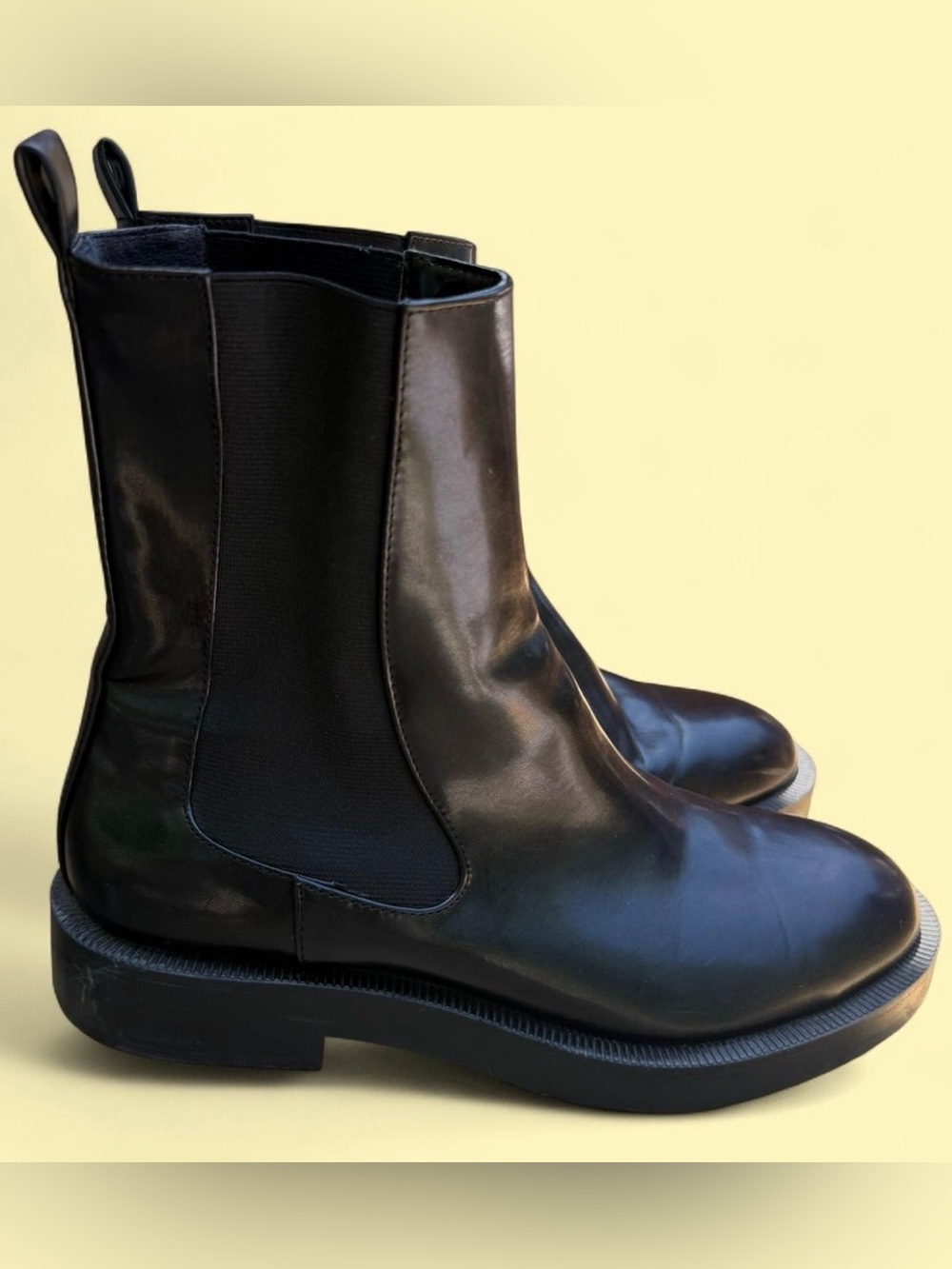 Zara Black Chelsea Leather Ankle Boots